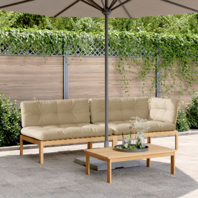 Pallet Sofa Set Beige, Natural Wood Solid Acacia wood, ...