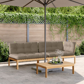 Pallet Sofa Set Taupe Solid Acacia wood
