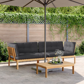Pallet Corner Sofa Charcoal Solid Acacia Wood, 100% Pol...
