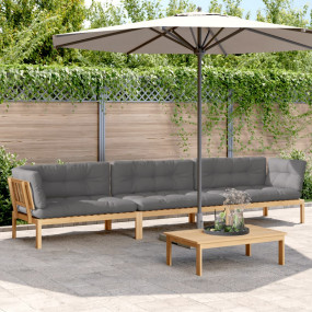 Pallet Sofa Set Grey, Natural Wood Solid Acacia wood, 1...