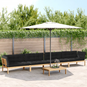 Pallet Sofa Set Natural wood, Black