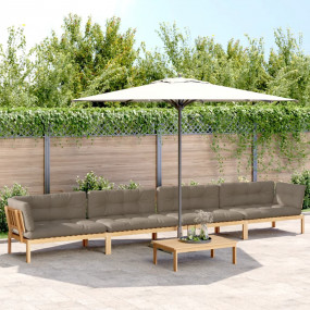 Pallet Sofa Set Taupe Solid Acacia wood, 100% polyester...