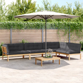 Pallet Sofa Set Anthracite Solid Acacia Wood Extra Larg...