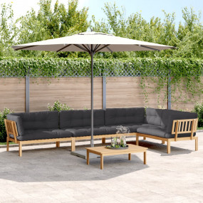 Pallet Sofa Set Anthracite Solid Acacia wood, Polyester...