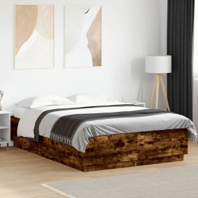 Bed Frame Smoked Oak Engineered Wood King Size  Durable
