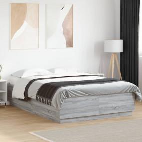 Bed Frame Grey Sonoma Engineered Wood King Modern Bed F...