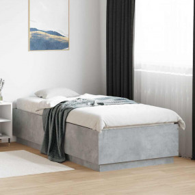 Bed Frame Concrete Grey Engineered Wood Twin Minimalist