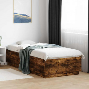 Bed Frame Smoked oak Engineered wood Twin Durable Bed F...