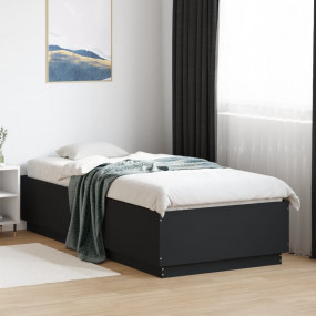 Bed Frame Black Engineered Wood Twin Durable Bed Frame