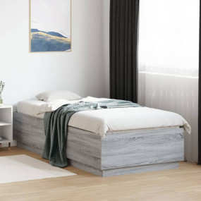 Bed Frame Grey Sonoma Engineered Wood, Plywood Twin Min...
