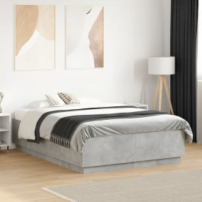 Bed Frame Concrete Grey Engineered wood, Plywood Double...