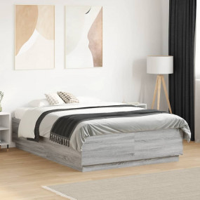 Bed Frame Gray Sonoma Engineered wood Double Modern Bed