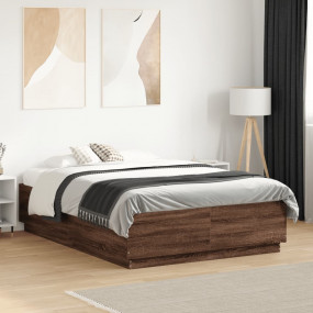 Bed Frame Brown Oak Engineered Wood 55 x 75 in mattress...