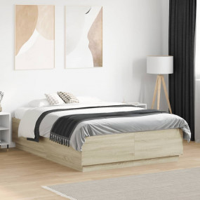 Bed Frame Sonoma Oak Engineered wood, Plywood 53x75 in ...