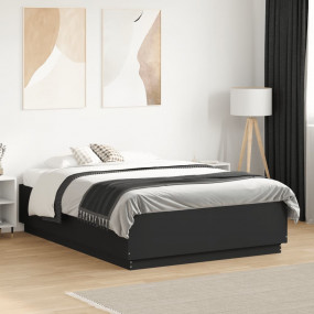 Bed Frame Black Engineered wood, Plywood Small Double