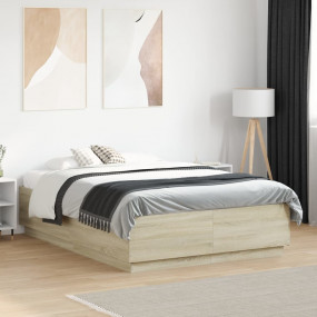 Bed Frame Sonoma Oak Engineered Wood Small Double Minim...