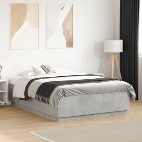 Bed Frame Concrete grey Engineered wood, Plywood Small ...