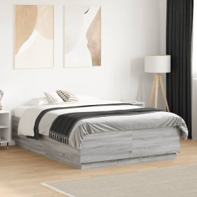 Bed Frame Gray Sonoma Engineered Wood Small Double Dura...