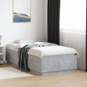 Bed Frame Concrete Grey Engineered Wood Twin Minimalist...