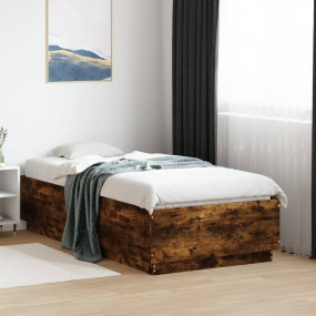 Bed Frame Smoked Oak Engineered Wood, Plywood Twin Mini...