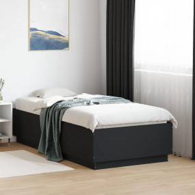 Bed Frame Black Engineered Wood, Plywood Small Single