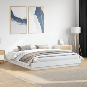Bed Frame White Engineered wood Full Bed Frame Rectangu...