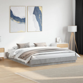 Bed Frame Concrete grey Engineered wood 78.7x78.7 in Be...