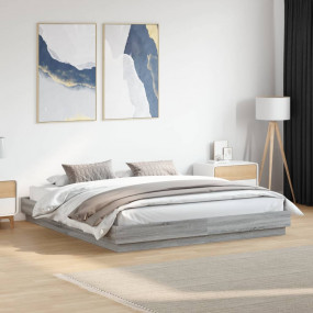 Bed Frame Grey Sonoma Engineered Wood 78.7x78.7 in Mode...