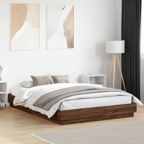 Bed Frame Brown Oak Engineered wood King Size Bed Frame