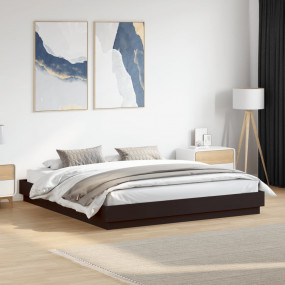 Bed Frame Black Engineered wood 79.9 x 79.9 in Modern B...