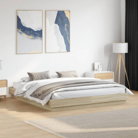 Bed Frame Sonoma Oak Engineered wood, Plywood Double Du...