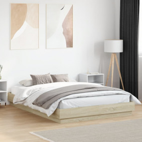 Bed Frame Sonoma oak Engineered wood, Plywood King Size...