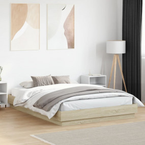 Bed Frame Sonoma oak Engineered wood 47.2 x 78.7 in Dur...