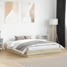 Bed Frame Sonoma Oak Engineered Wood Full Durable Bed F...