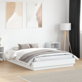 Bed Frame White Engineered wood Small Double Durable Be...