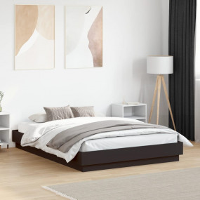 Bed Frame Black Engineered wood Small Double Modern Bed...