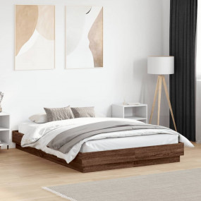 Bed Frame Brown Oak Engineered wood, Plywood Small Doub...