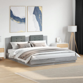 Bed Frame Gray Sonoma Engineered Wood Full Modern Bed F...