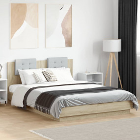 Bed Frame Sonoma oak, Light grey