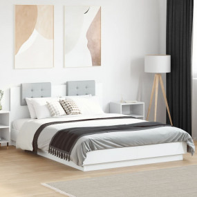 Bed Frame White, Light Grey