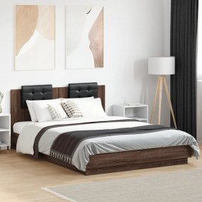 Bed Frame Brown Oak, Black