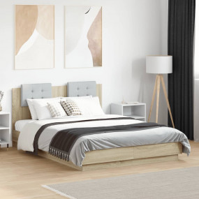 Bed Frame Sonoma Oak, Light Grey