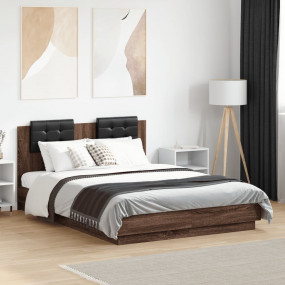 Bed Frame Brown Oak Engineered Wood Double (53 x 75 in)...