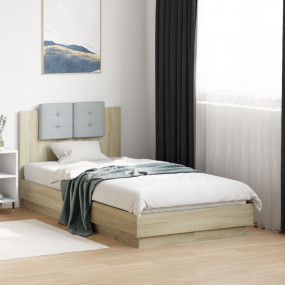 Bed Frame Sonoma oak, Light gray