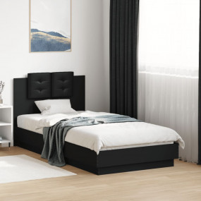 Bed Frame Black Engineered wood, faux leather, foam Sma...