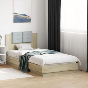 Bed Frame Sonoma Oak Engineered Wood Small Single  Dura...