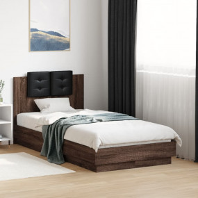 Bed Frame Brown Oak, Black