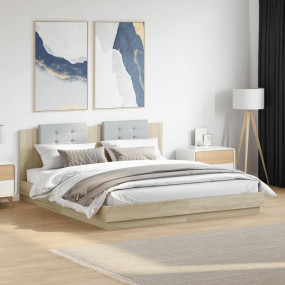 Bed Frame Sonoma oak Engineered wood, Plywood Double Be...