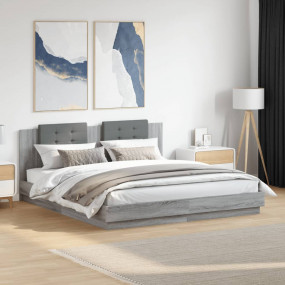 Bed Frame Grey Sonoma Engineered wood 63x79 in mattress...