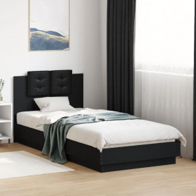 Bed Frame Black Engineered wood, Plywood 39.4x78.7 in B...